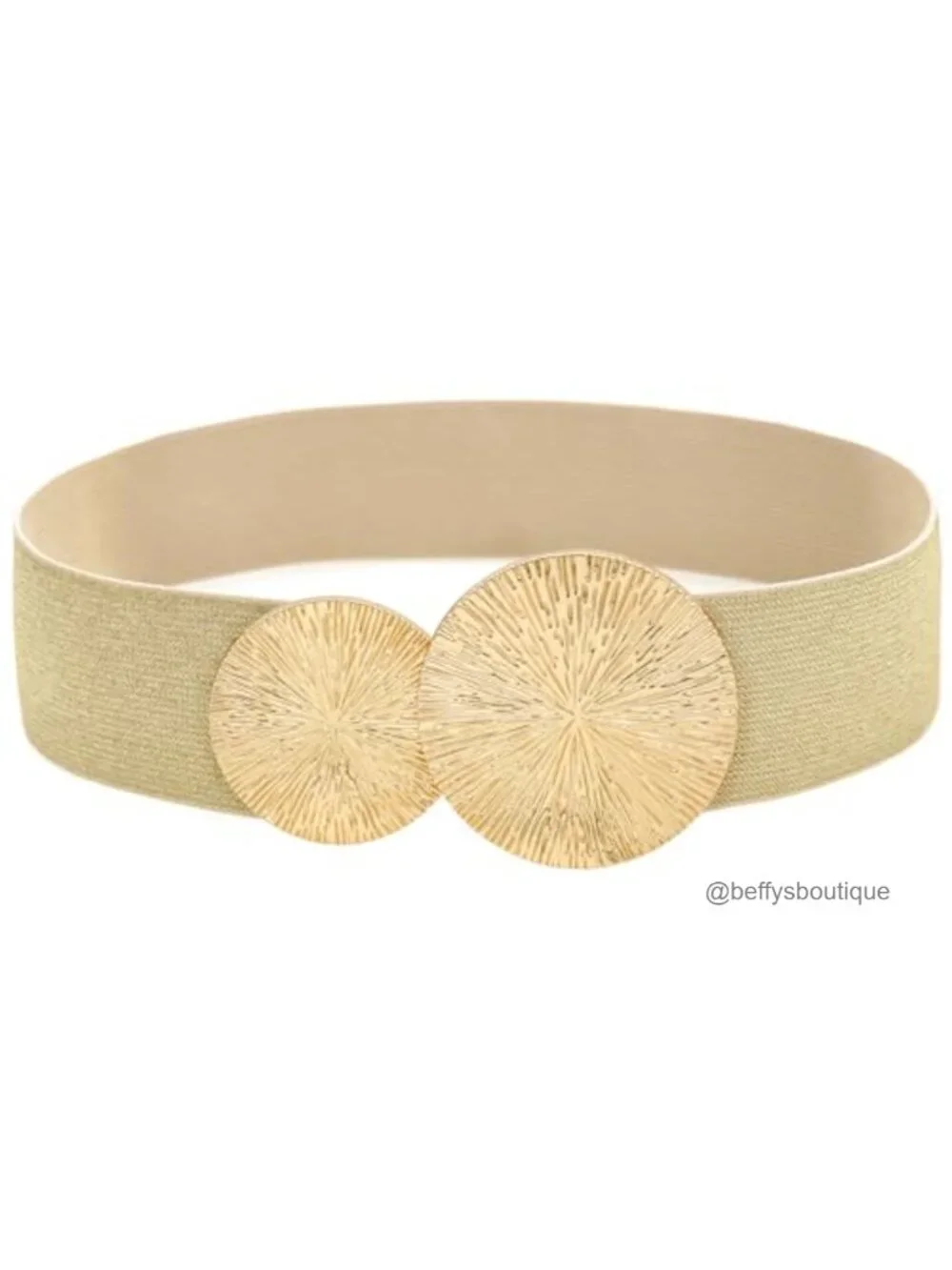 Women Stretchy Elastic Waist Belt with Round Buckle